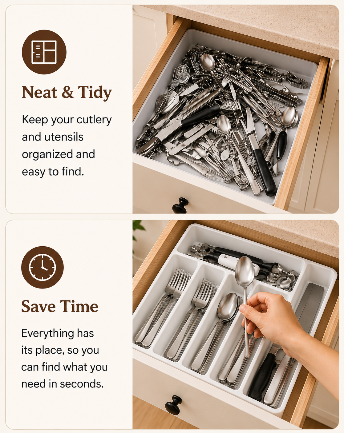 Section Silverware Drawer Organizer
