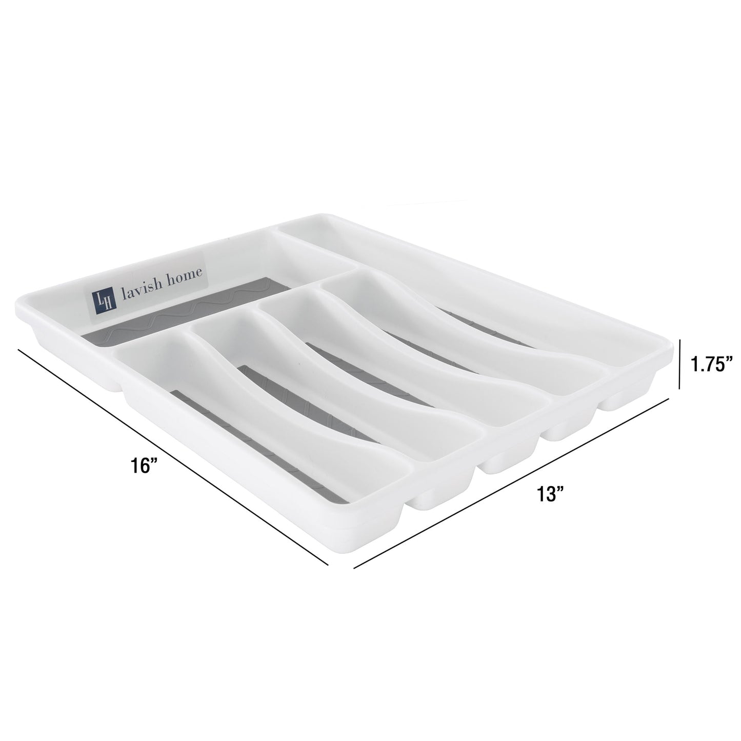 Lavish Home Silverware Drawer Organizer with 6 Sections and Nonslip Tray