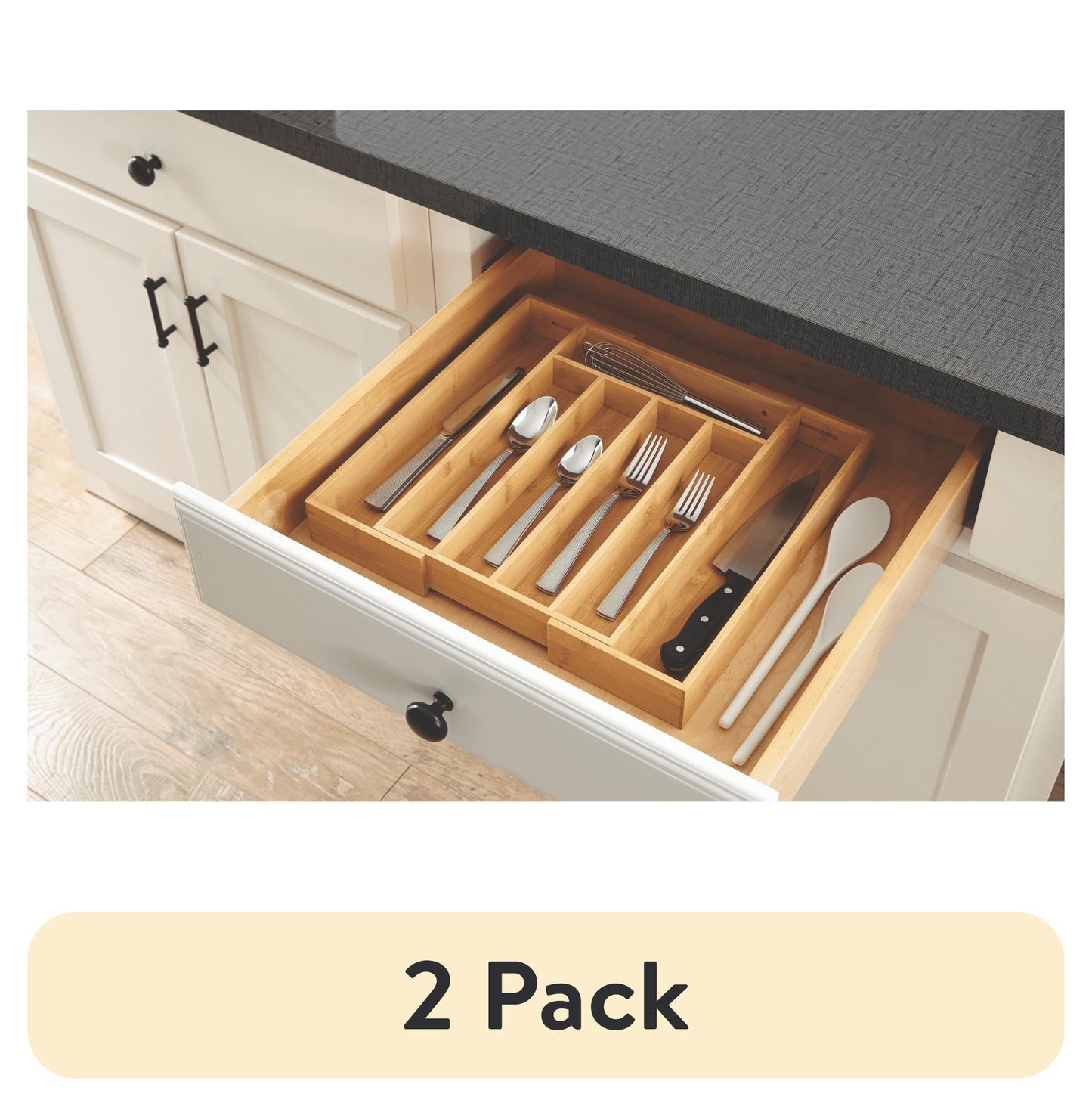 Better Homes & Gardens Natural Bamboo Expandable Silverware Organizer, 13.98 x 10.04-15.35 x 1.97 inches