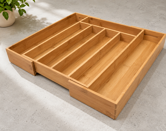Natural Bamboo Expandable Silverware Organizer