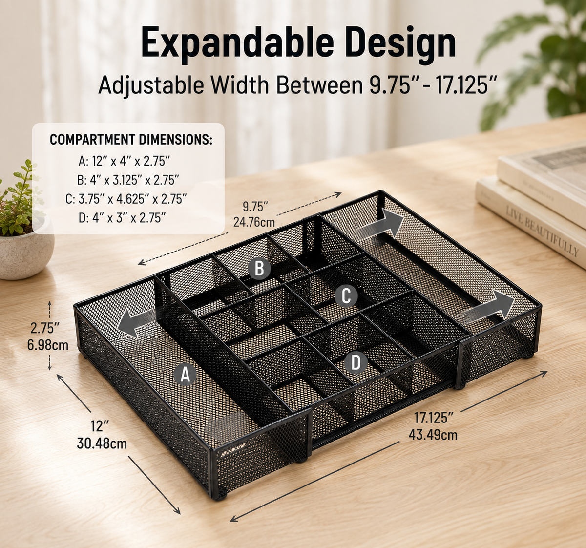 Expandable Mesh Desk Drawer Organizer