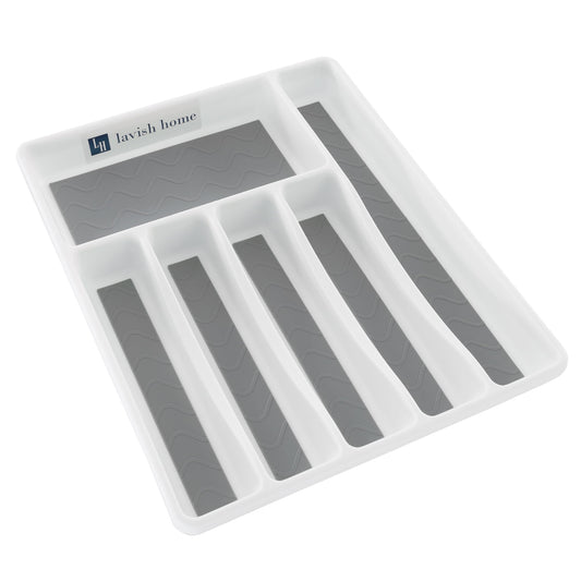 Lavish Home Silverware Drawer Organizer with 6 Sections and Nonslip Tray