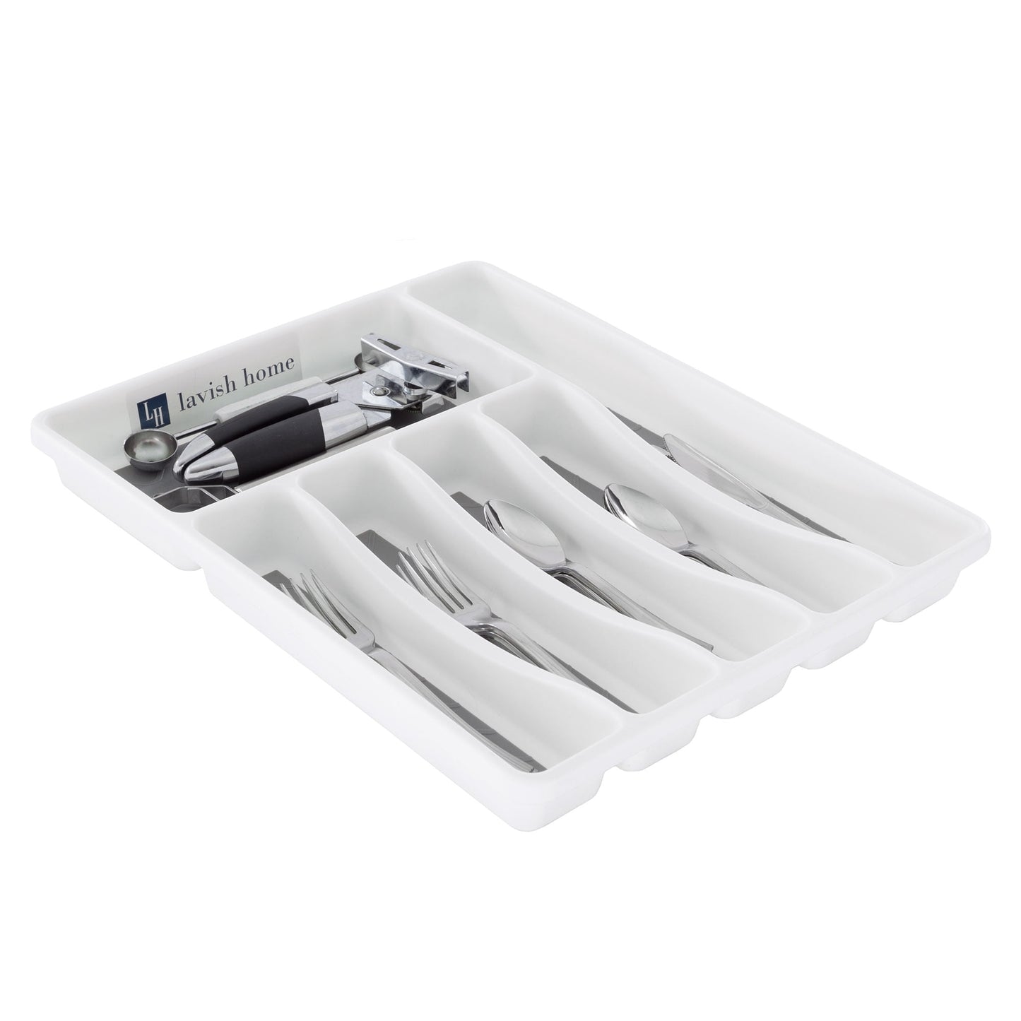Lavish Home Silverware Drawer Organizer with 6 Sections and Nonslip Tray