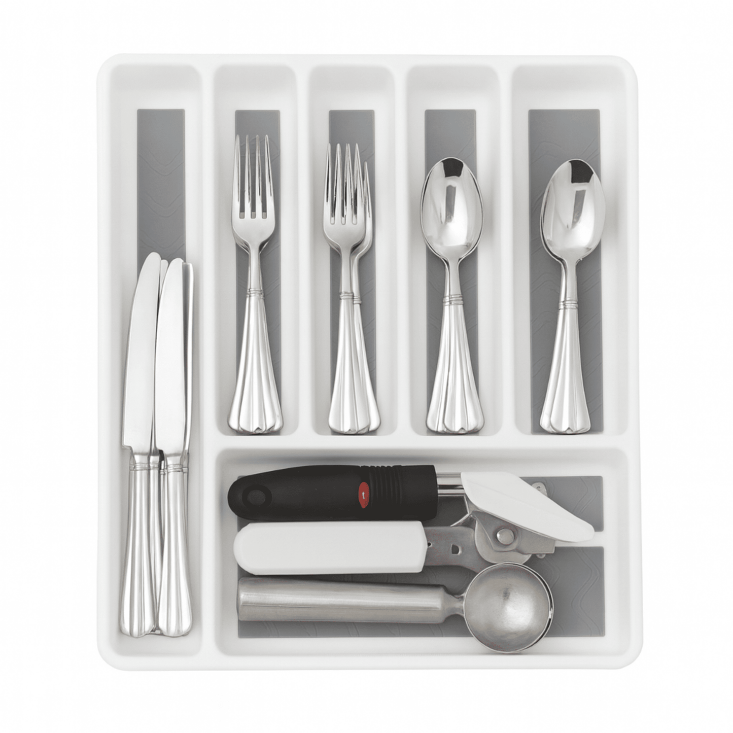Lavish Home Silverware Drawer Organizer with 6 Sections and Nonslip Tray