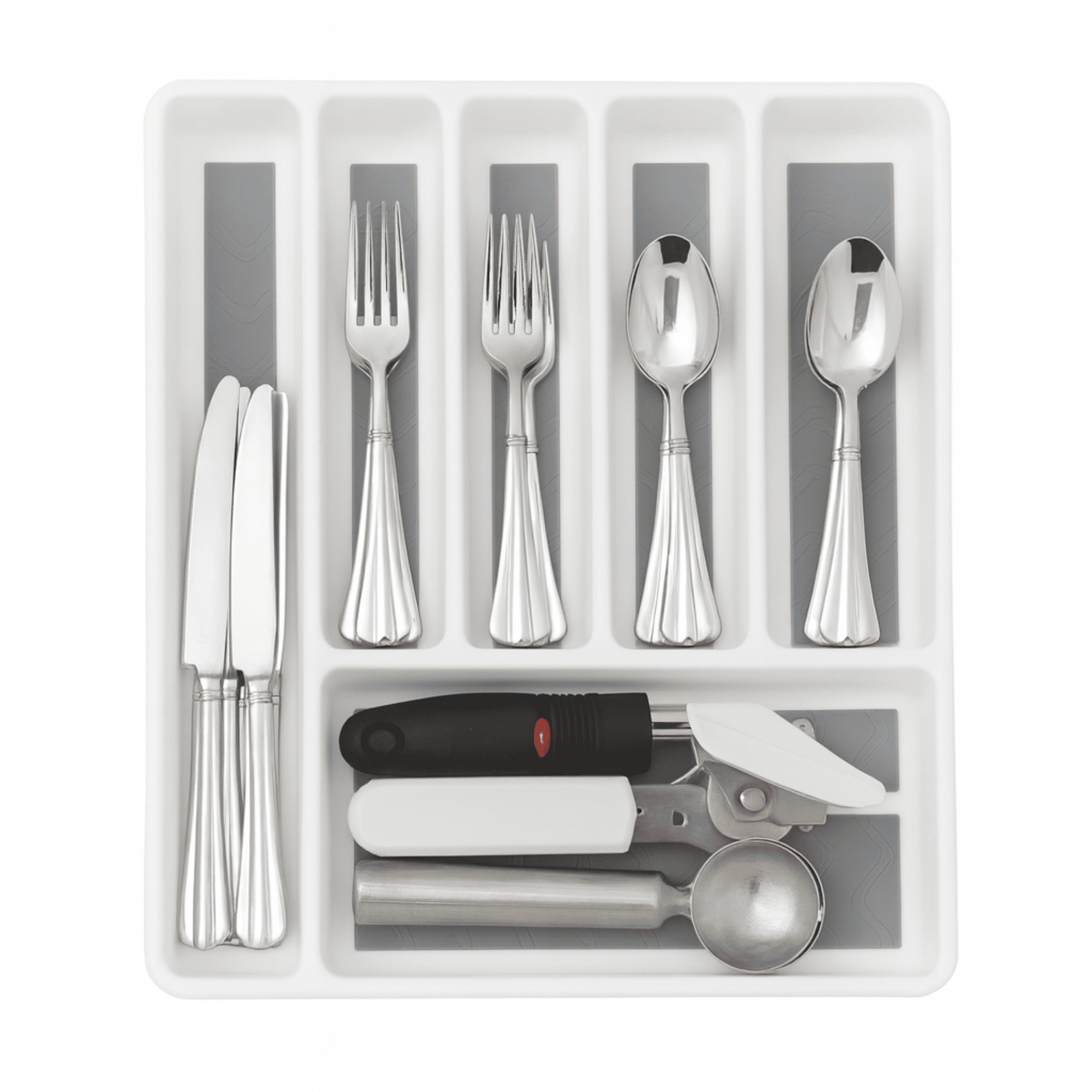 Lavish Home Silverware Drawer Organizer with 6 Sections and Nonslip Tray